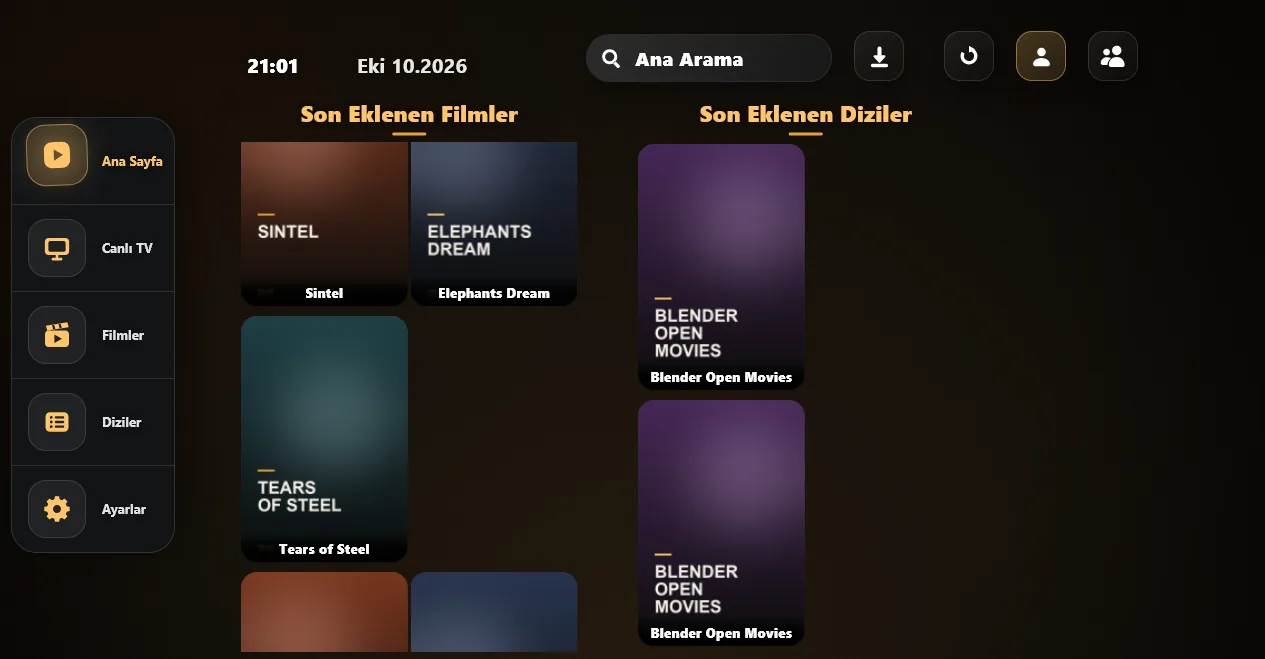 Amber Player'ın Windows'taki ana ekranı